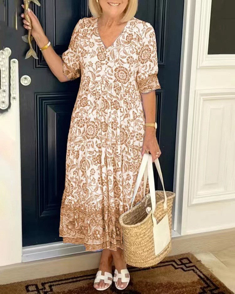 Ellie | Graceful V-Neck Floral Dress