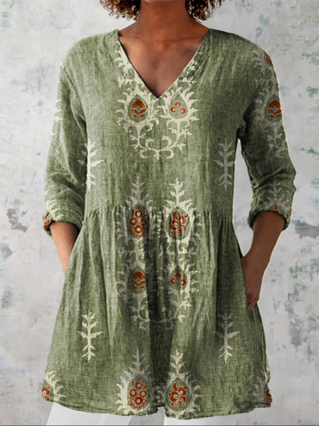 Chloe™ | Long Blouse with V-Neck