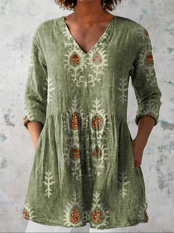 Chloe™ | Long Blouse with V-Neck