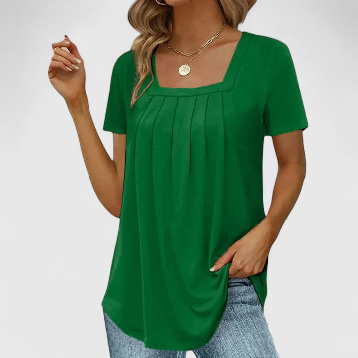Lenabria | Pleated Square Neck Top