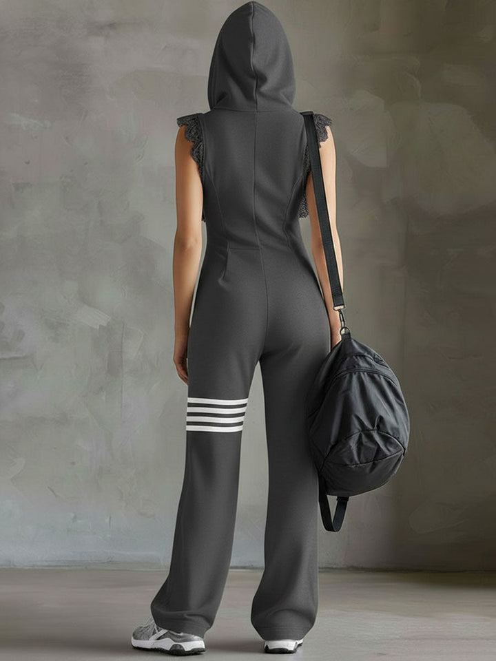 Daniela | Sporty retro striped hoodie jumpsuit