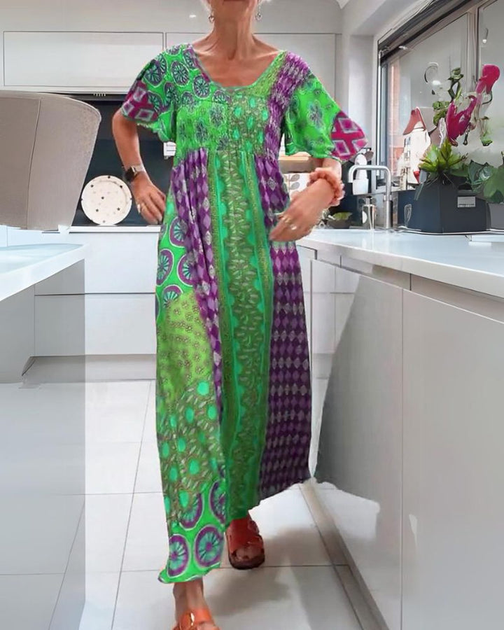 LAVIELLE | PRINTED BOHEMIAN MAXI DRESS