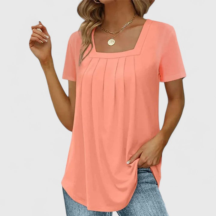 Lenabria | Pleated Square Neck Top