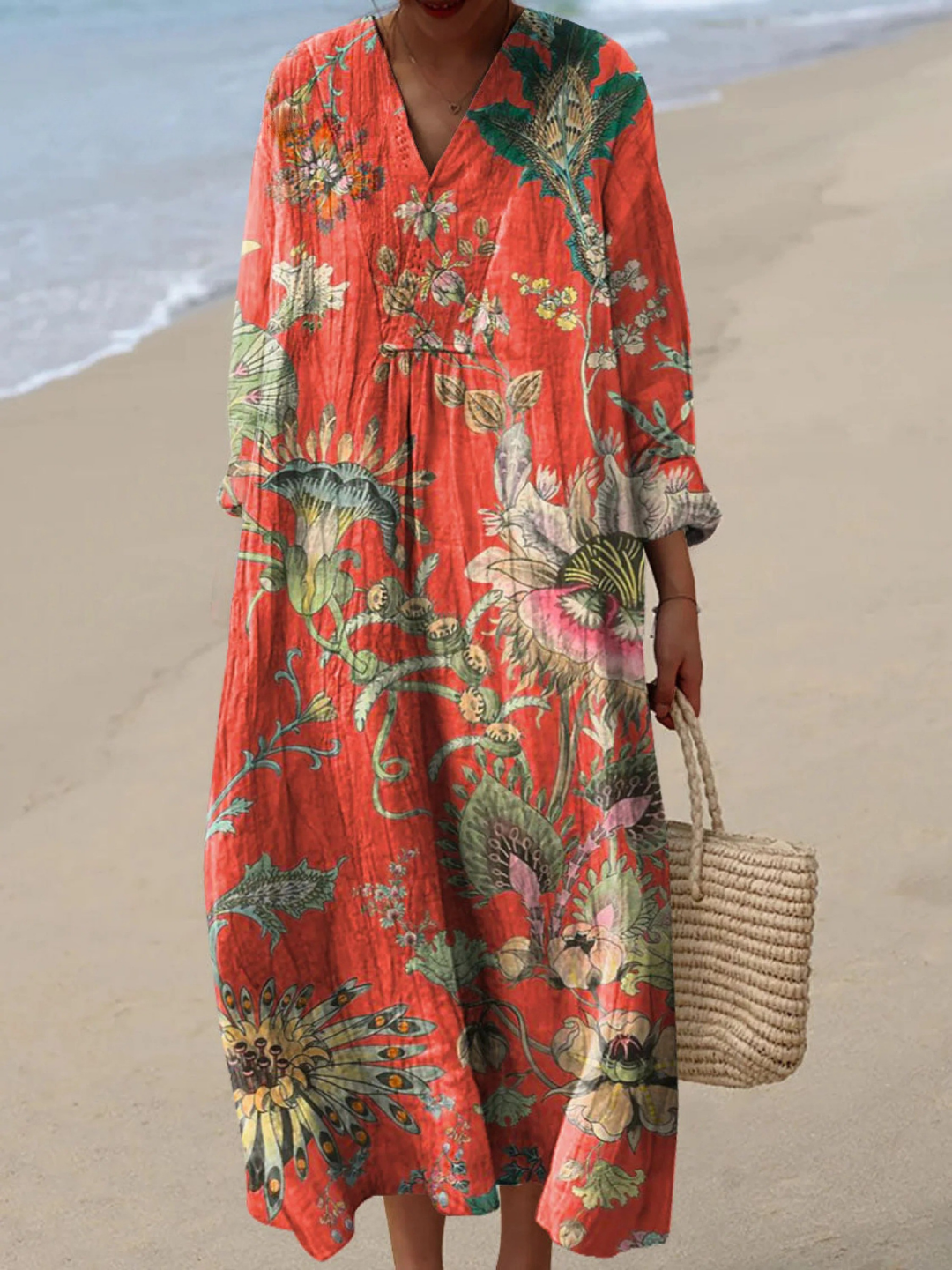 SOLEIL | VINTAGE LOVELY FLORAL PATTERN ART PRINT DRESS