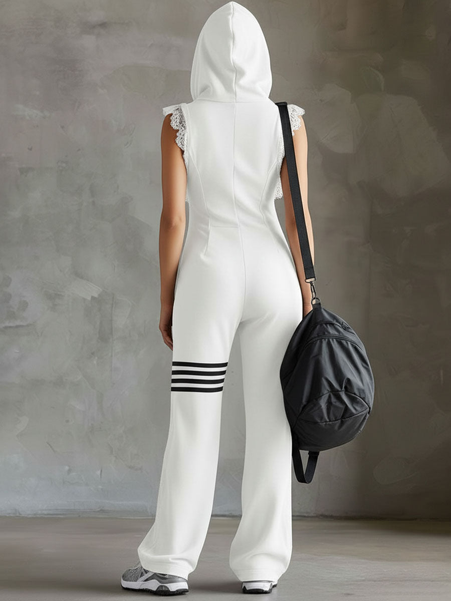 Daniela | Sporty retro striped hoodie jumpsuit