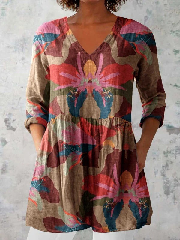 Chloe™ | Long Blouse with V-Neck
