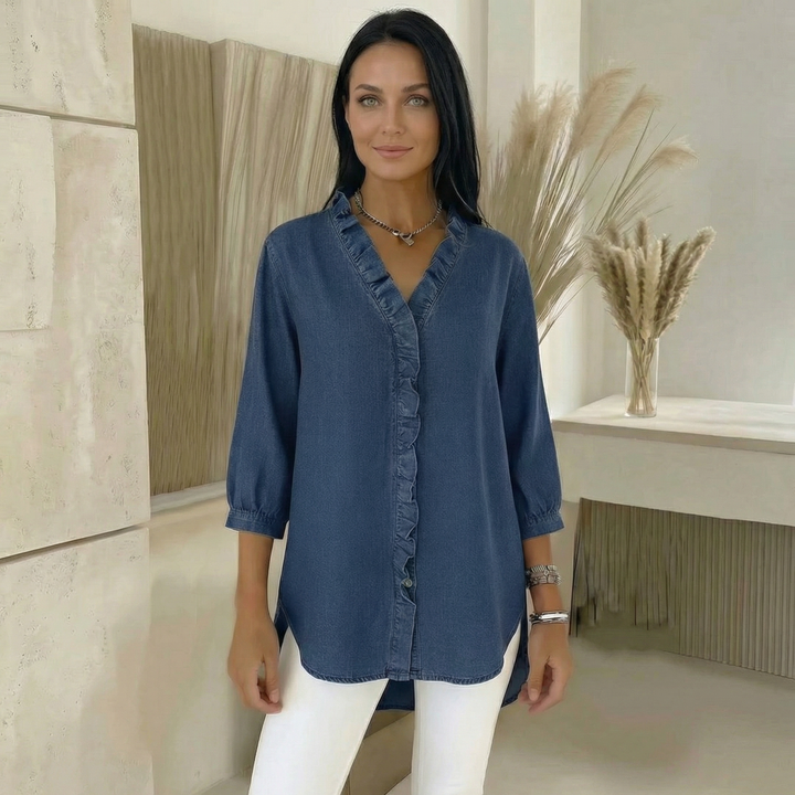 Adele | V-neck blouse with ruffles