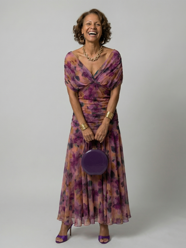 CINDRY | OFF SHOULDER FLOW MIDI DRESS