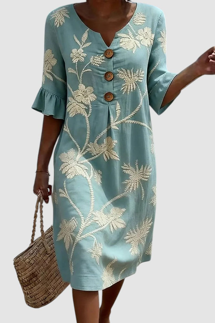 HARBOUR | EMBROIDERED BOTANICAL MIDI DRESS