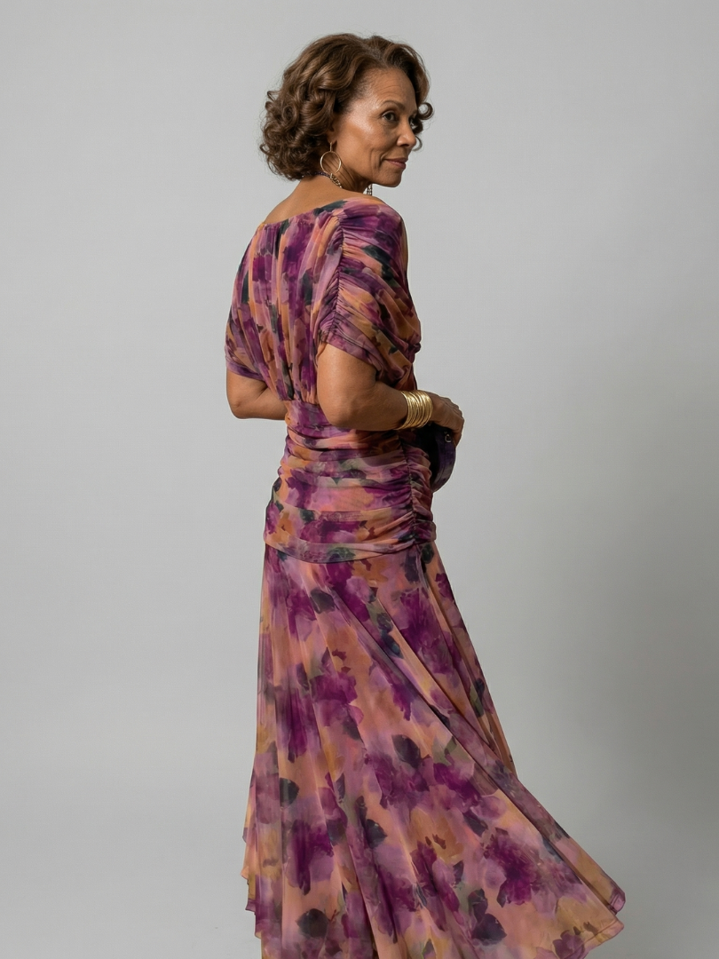 CINDRY | OFF SHOULDER FLOW MIDI DRESS