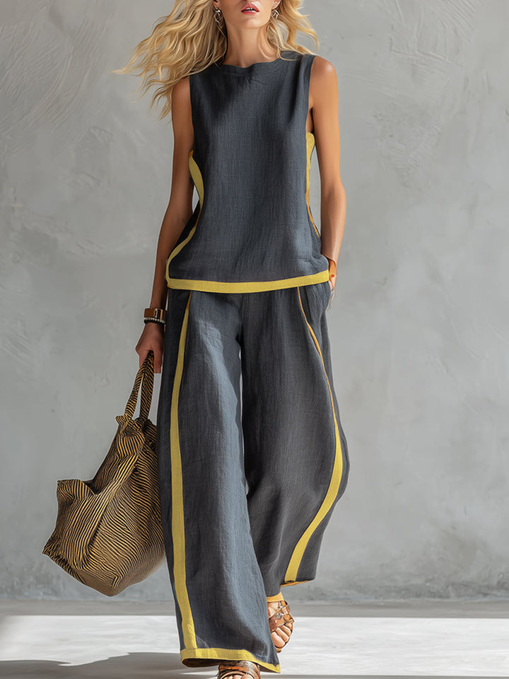 Leila | Elegant Cotton and Linen Set 🖤