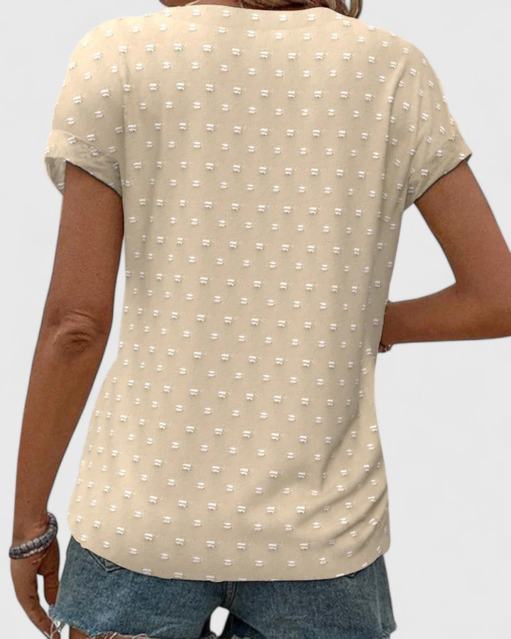 Miles | Swiss Dot V-Neck Button-Down Shirt