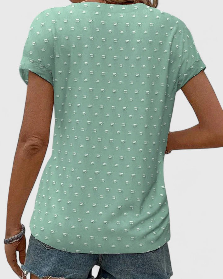 Miles | Swiss Dot V-Neck Button-Down Shirt