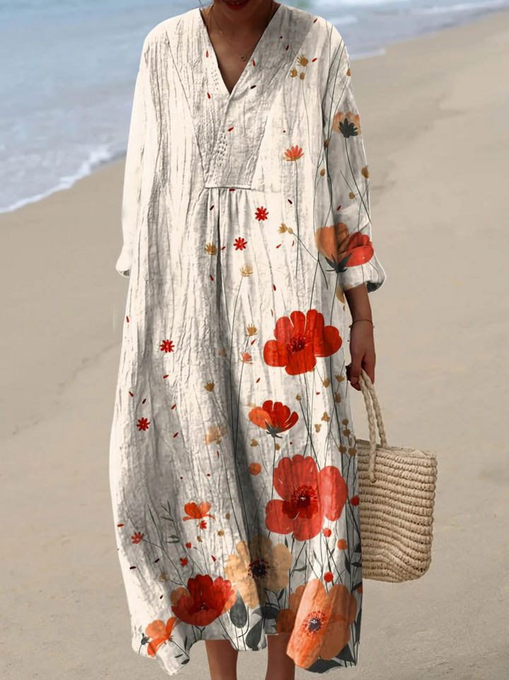 MINA | LOVELY FLORAL PATTERN ART PRINT DRESS