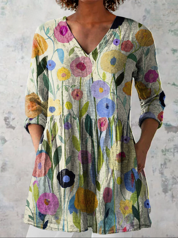Chloe™ | Long Blouse with V-Neck