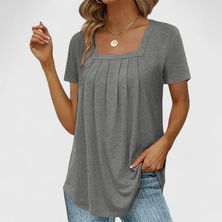 Lenabria | Pleated Square Neck Top
