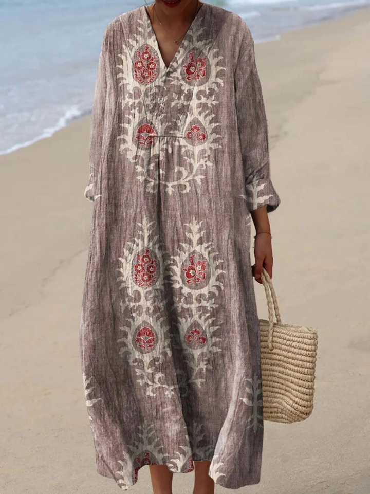 SIA | VINTAGE ETHNIC FLORAL ART PRINT DRESS