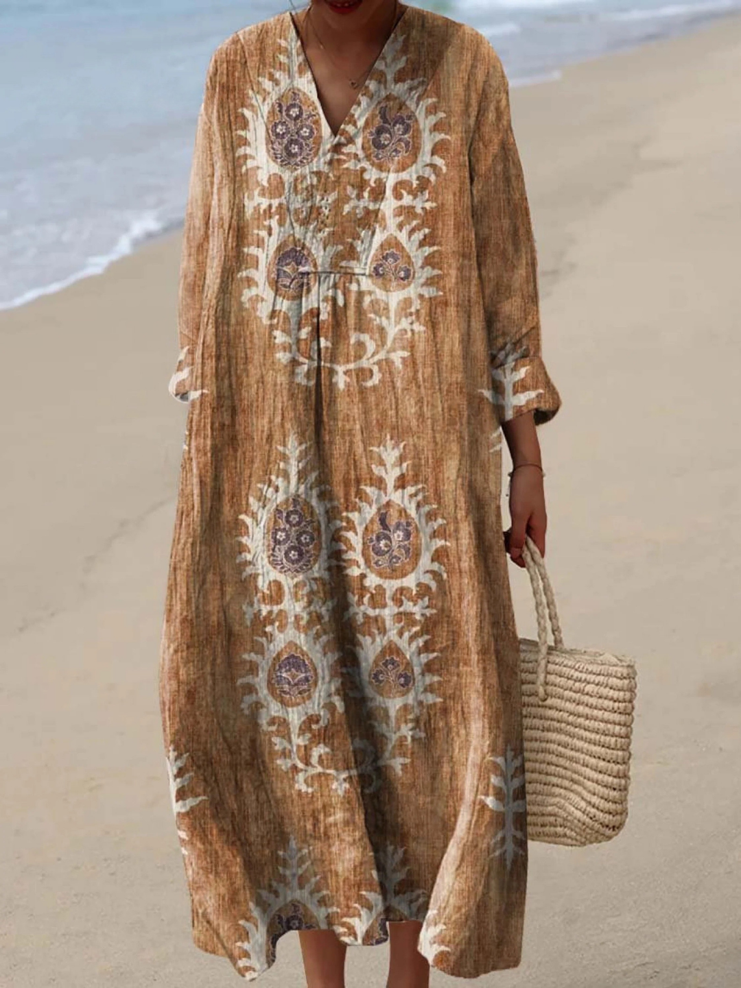 SIA | VINTAGE ETHNIC FLORAL ART PRINT DRESS
