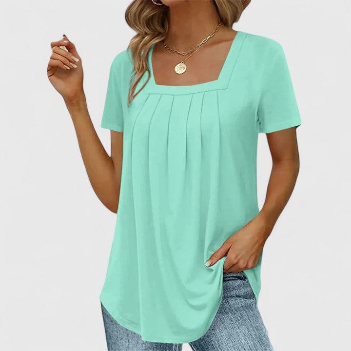 Lenabria | Pleated Square Neck Top