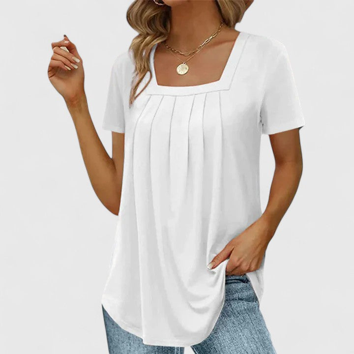 Lenabria | Pleated Square Neck Top