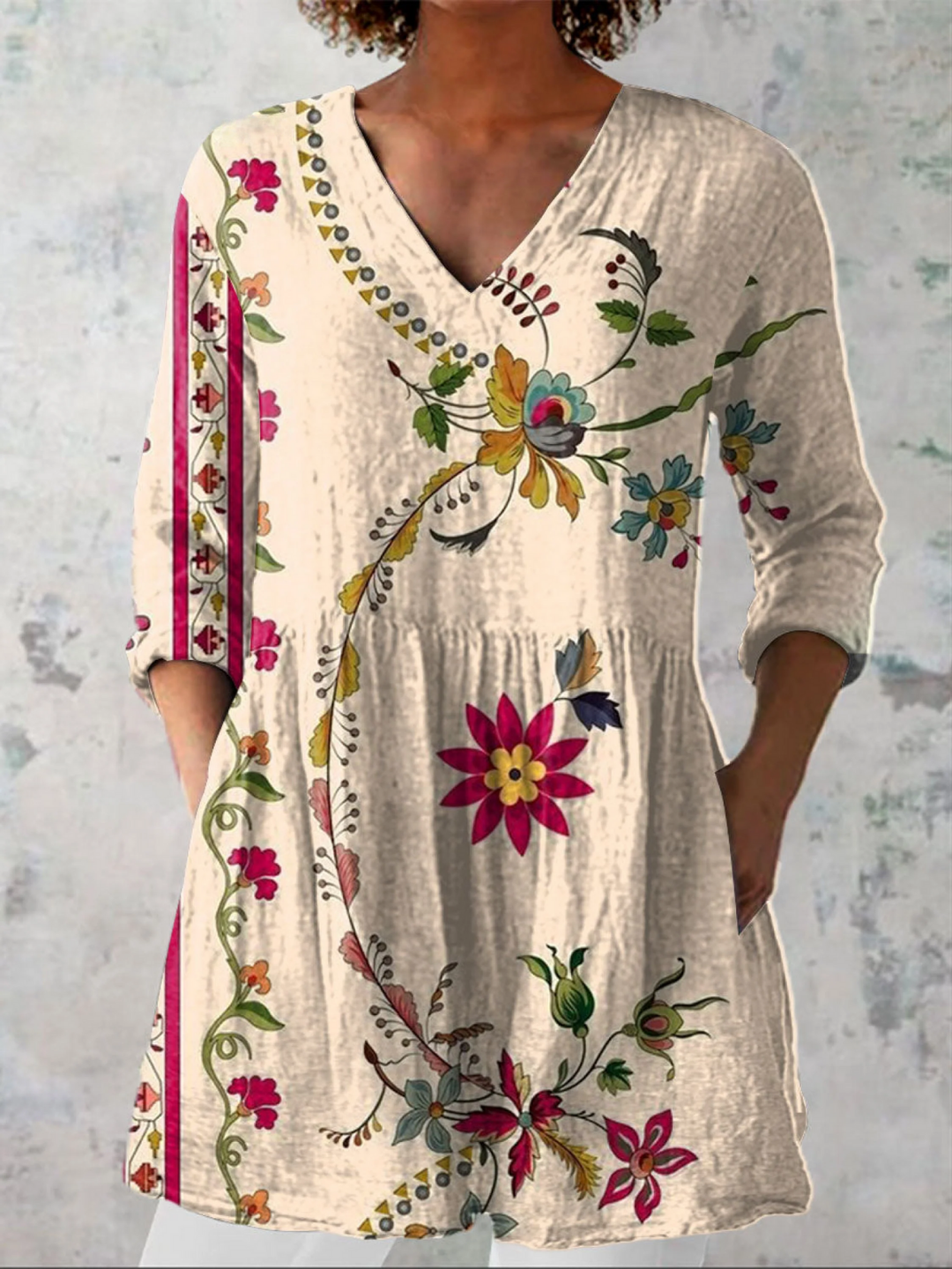 Chloe™ | Long Blouse with V-Neck
