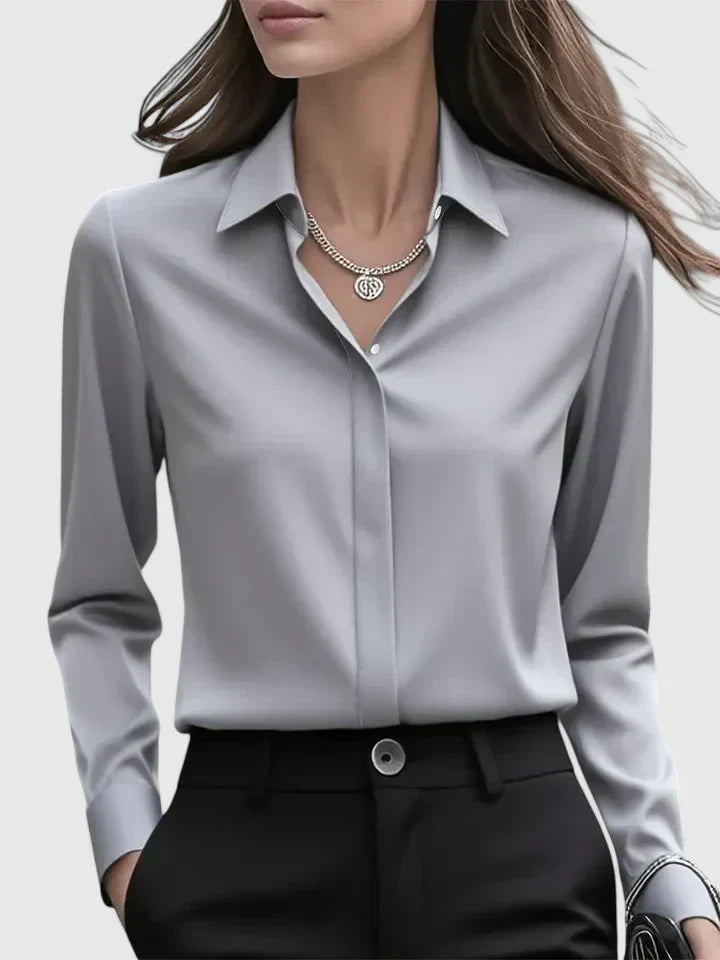 Melvaya | Tailored Silk-Touch Blouse