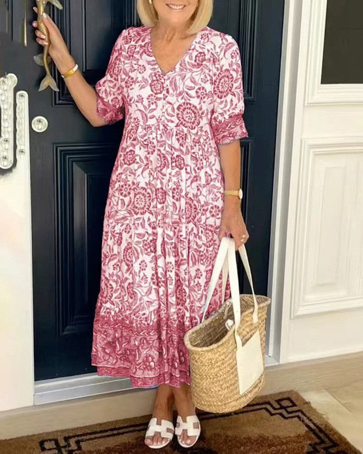 Ellie | Graceful V-Neck Floral Dress
