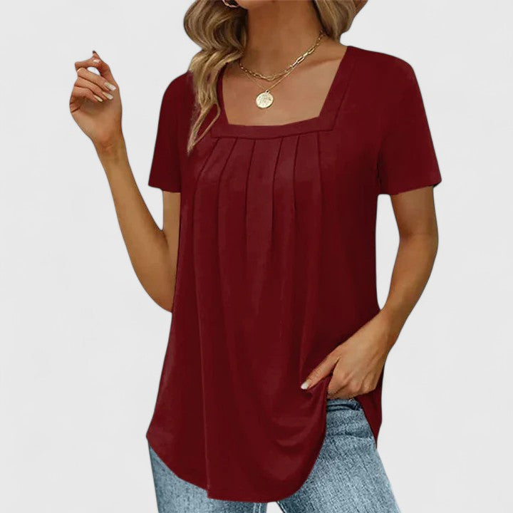 Lenabria | Pleated Square Neck Top