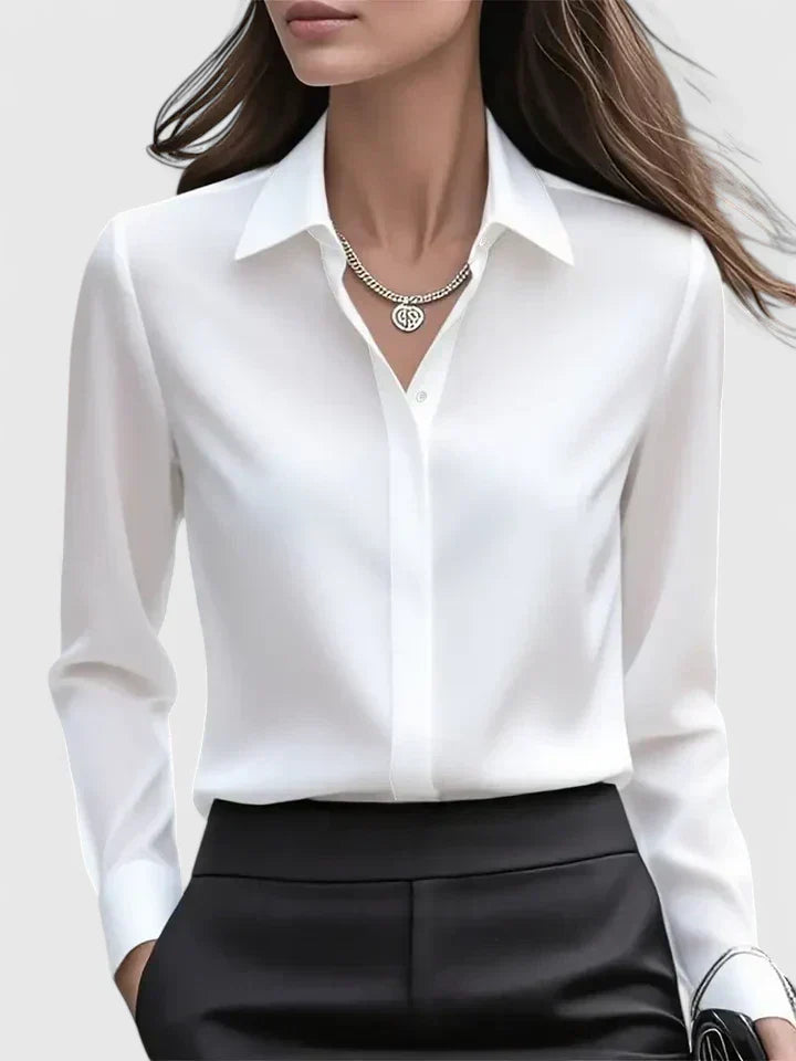 Melvaya | Tailored Silk-Touch Blouse