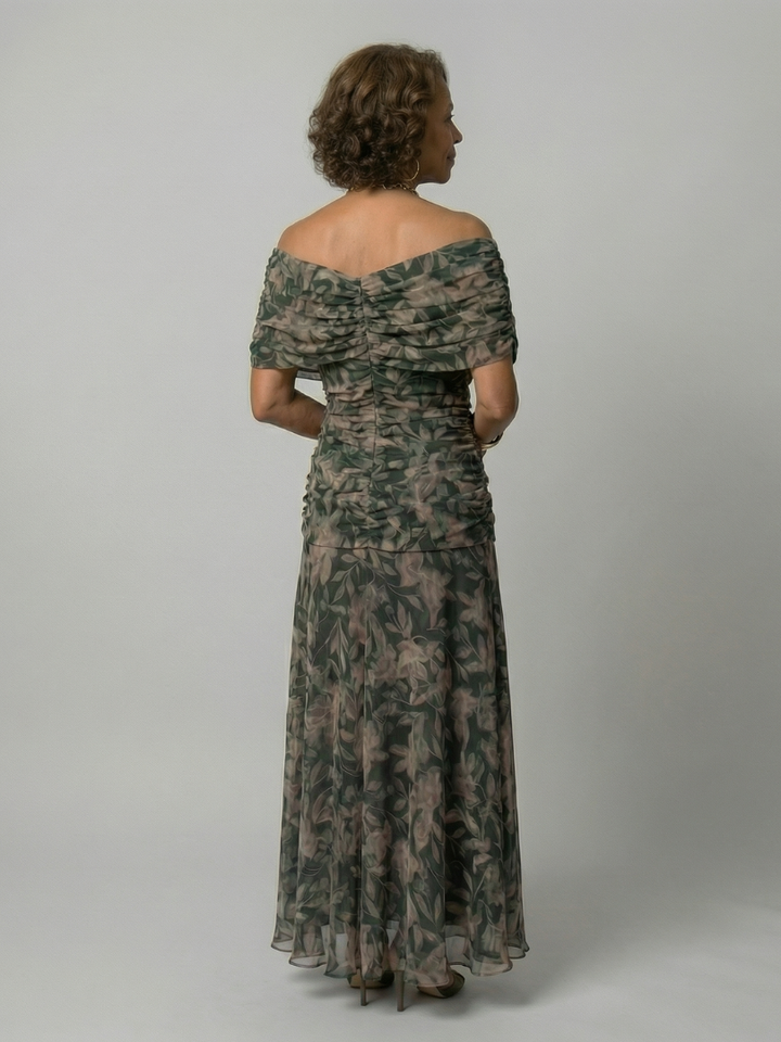 CINDRY | OFF SHOULDER FLOW MIDI DRESS