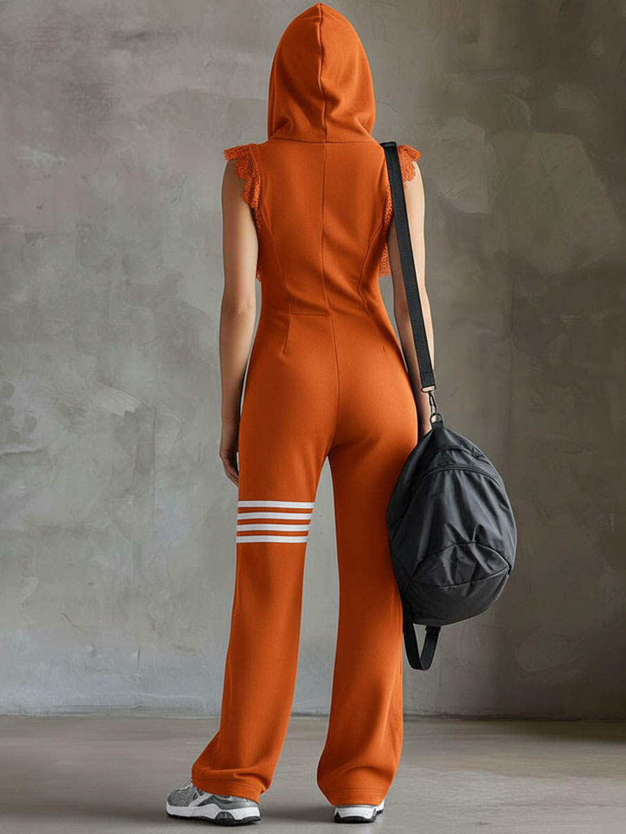 Daniela | Sporty retro striped hoodie jumpsuit