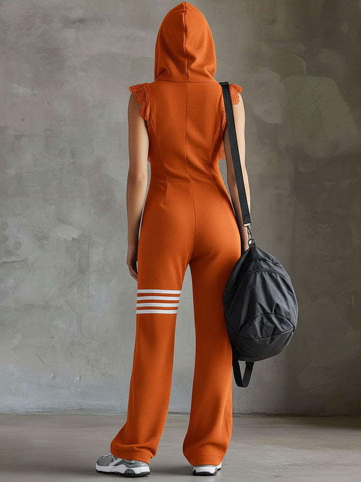 Daniela | Sporty retro striped hoodie jumpsuit