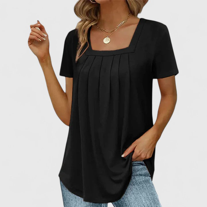 Lenabria | Pleated Square Neck Top