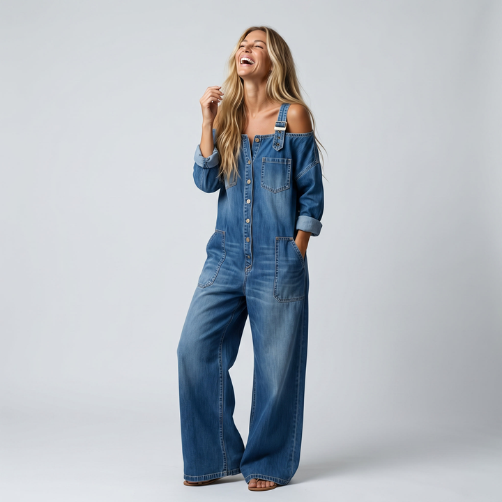 Sophia | Off-the-Shoulder Denim Jumpsuit