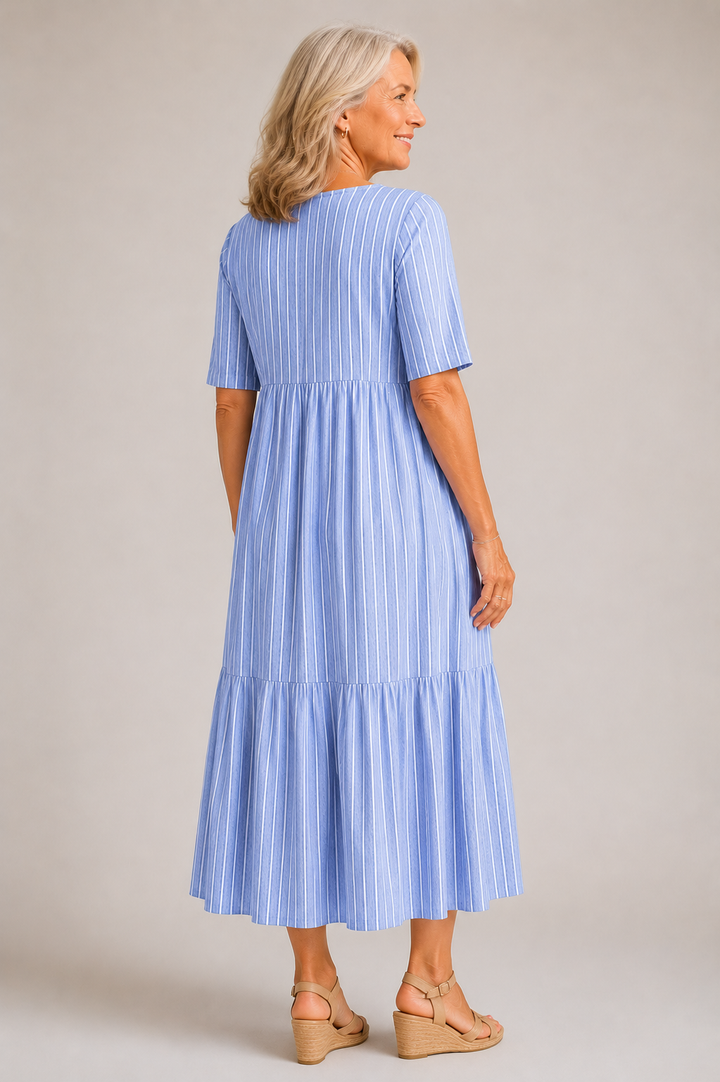 AMANDA | ELEGANT STRIPED MIDI DRESS