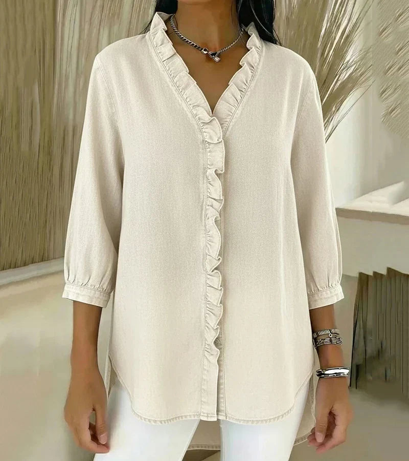 Adele | V-neck blouse with ruffles