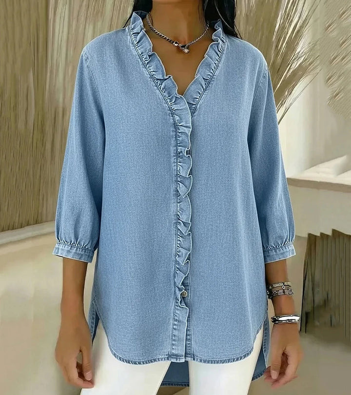 Adele | V-neck blouse with ruffles
