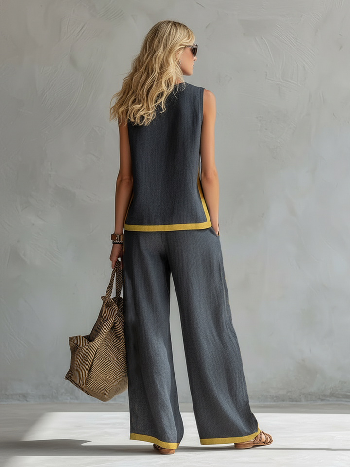 Leila | Elegant Cotton and Linen Set 🖤