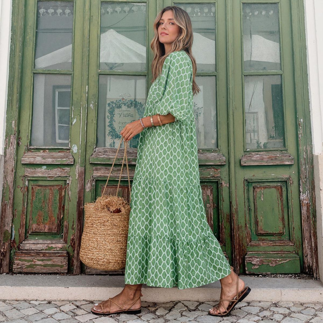 Bohemian Beauty Green Maxi Dress