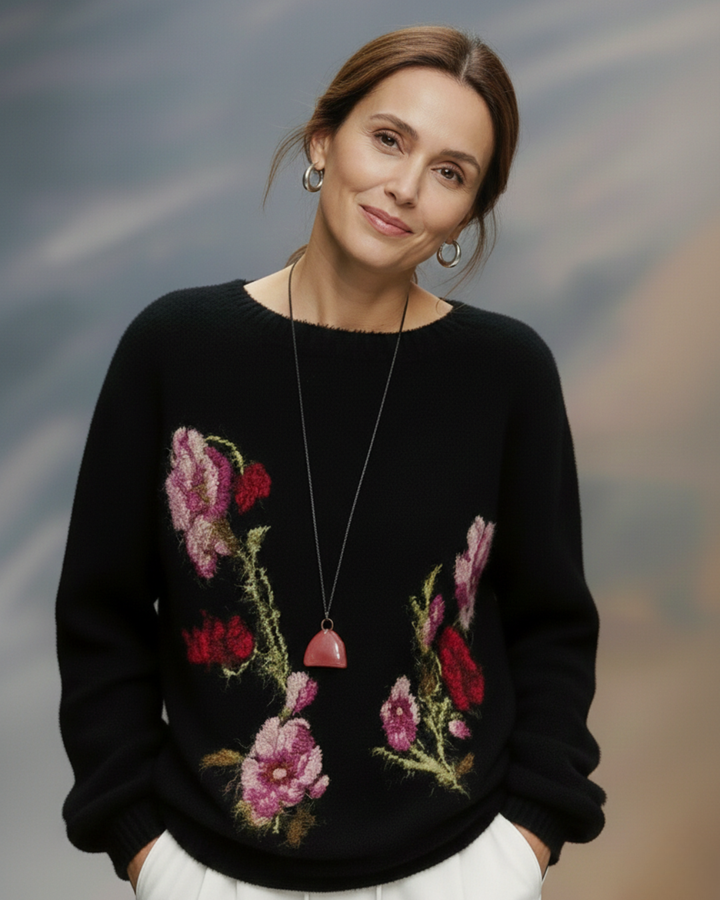 LIVIA | JACQUARD KNIT SWEATER BLACK