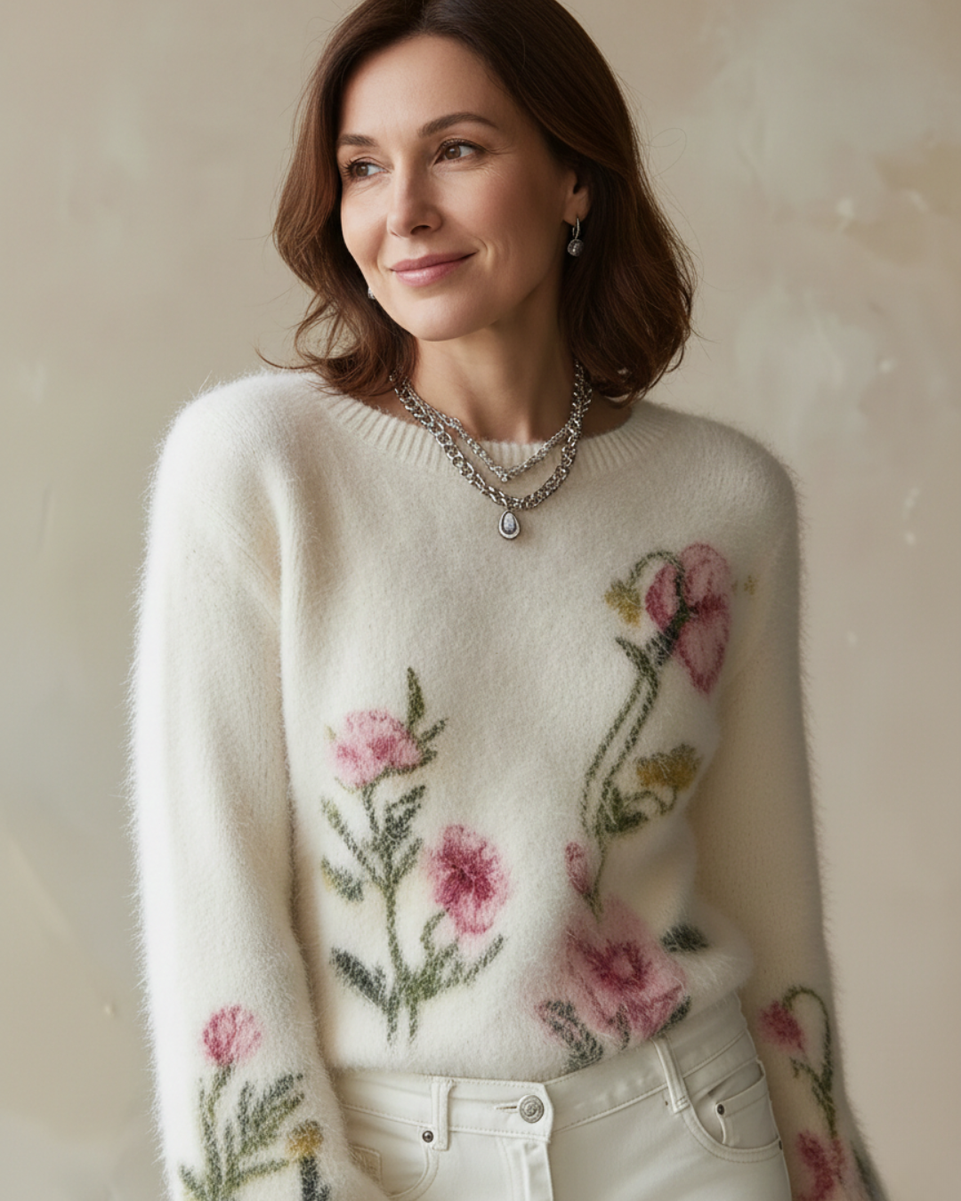 LIVIA | JACQUARD KNIT SWEATER WHITE