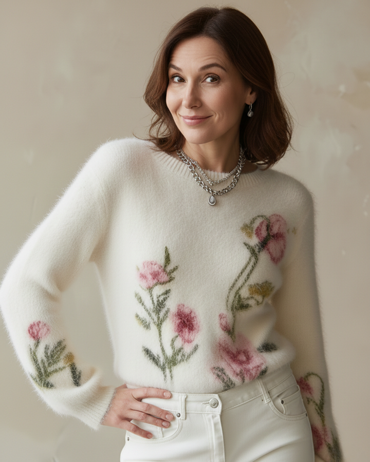 LIVIA | JACQUARD KNIT SWEATER WHITE