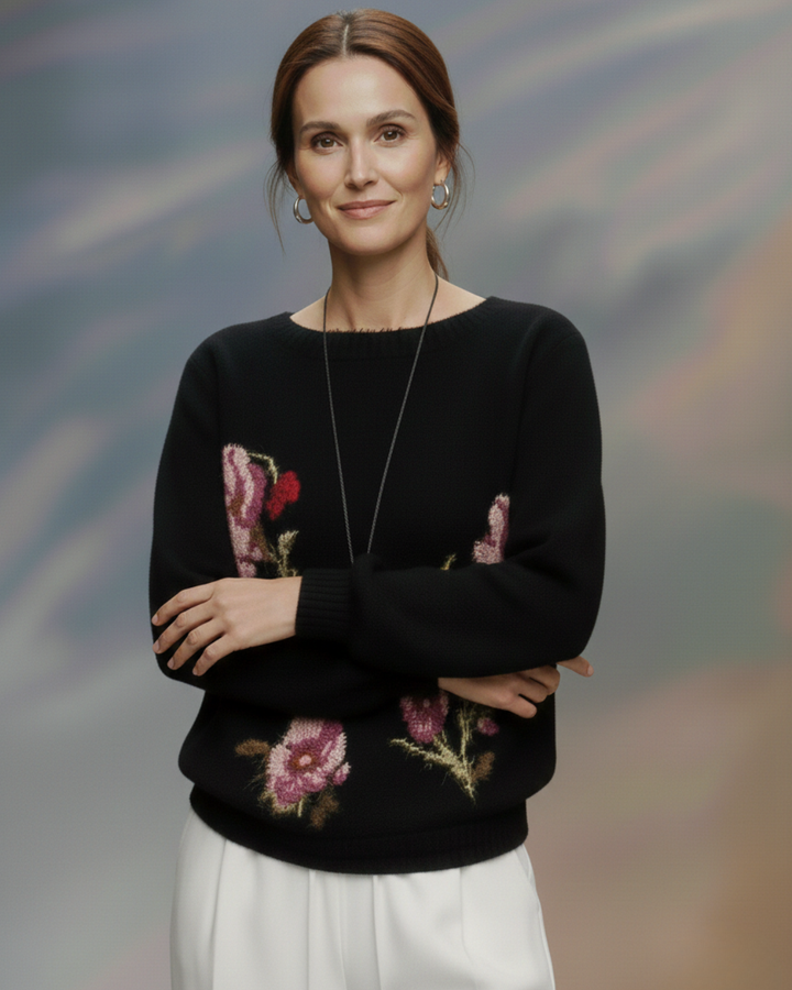 LIVIA | JACQUARD KNIT SWEATER BLACK