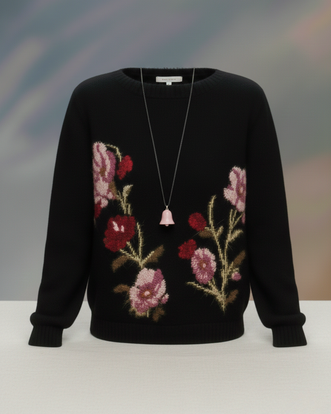 LIVIA | JACQUARD KNIT SWEATER BLACK