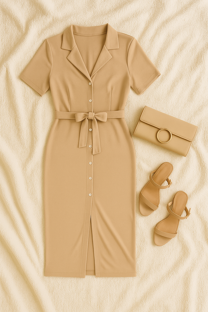 Women’s Shirt Dress – Textured Look, Elegant & Breezy