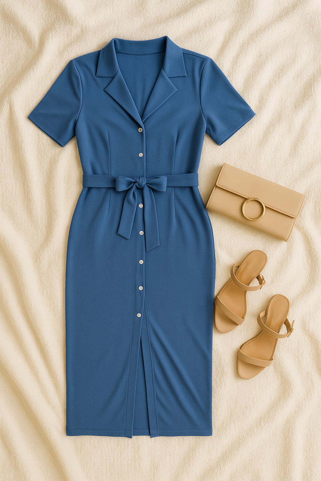 Women’s Shirt Dress – Textured Look, Elegant & Breezy