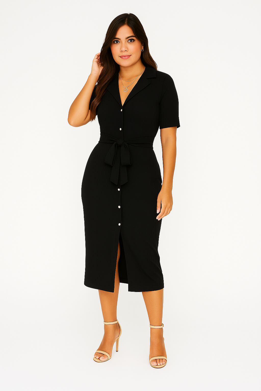 Women’s Shirt Dress – Textured Look, Elegant & Breezy