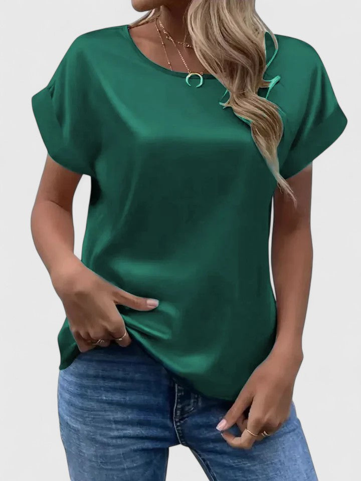 Lioraine | Elegant Satin Blend Short Sleeve Top