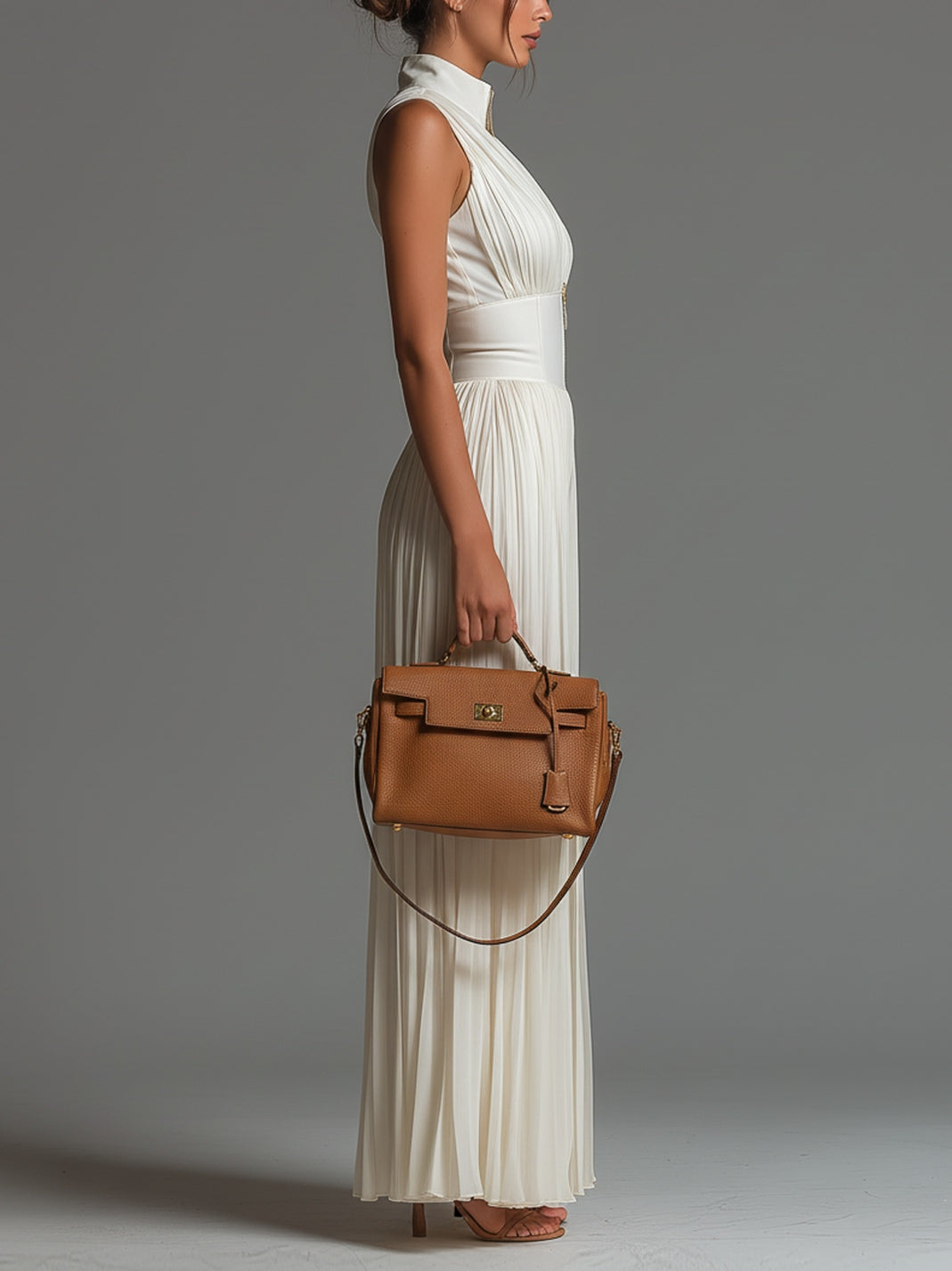 Zsófia Jumpsuit | White Pleated Chiffon