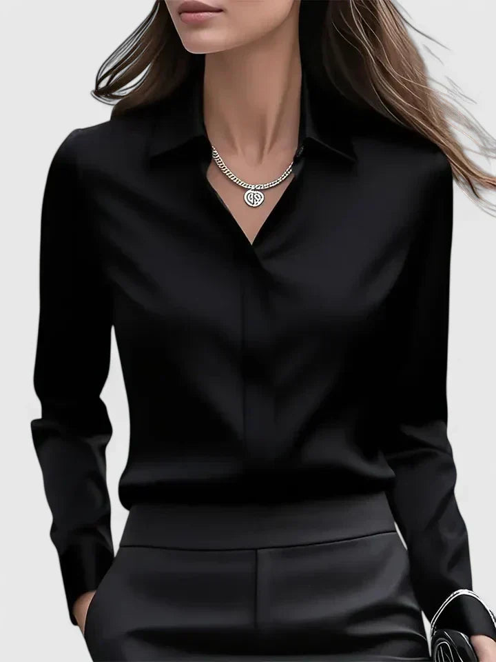 Melvaya | Tailored Silk-Touch Blouse
